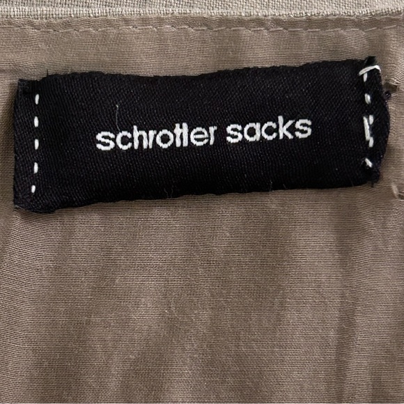 schrotter sacks taupe linen silk lined blouse size 2 - Picture 3 of 8